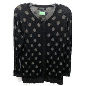 August Silk Black w/Gold Polka Dots Cardigan